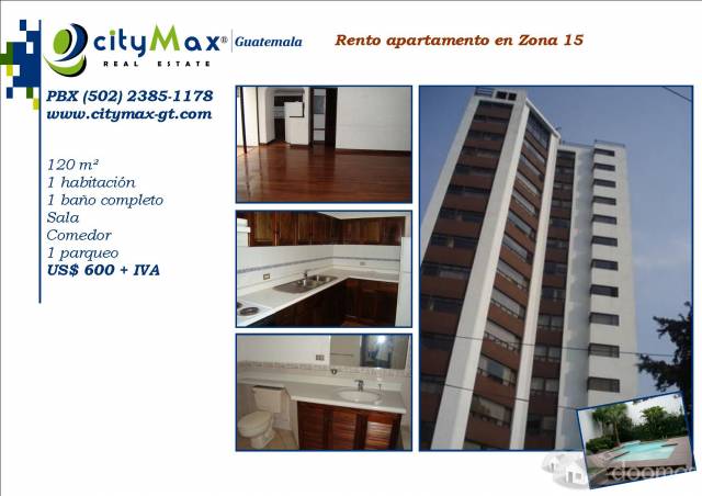 APARTAMENTO EN RENTA EN ZONA 15 - Image 1