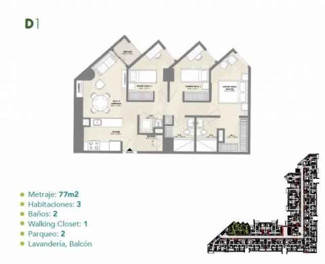 Apartamento en Venta Zona 12 frente Plaza Maderos - Miniatura 6
