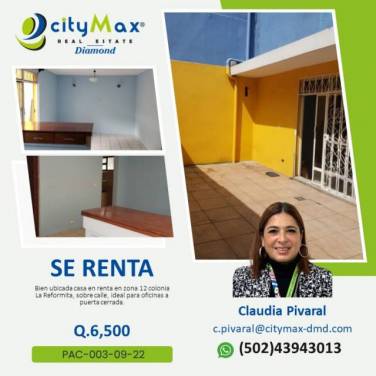 SE RENTA CASA IDEAL PARA OFICINA EN ZONA 12.