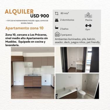 Apartamento zona 10 cerca de los Próceres - Image 1