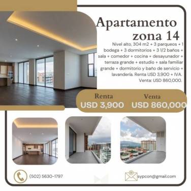 Apartamento lujoso en zona 14 nivel alto - Image 1