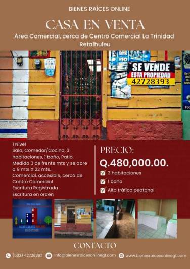 Casa en Venta área Comercial Retalhuleu - 1