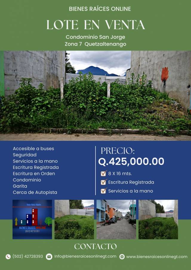 Lote en Venta Condominio San Jorge Zona 7 Quetzaltenango - Image 1