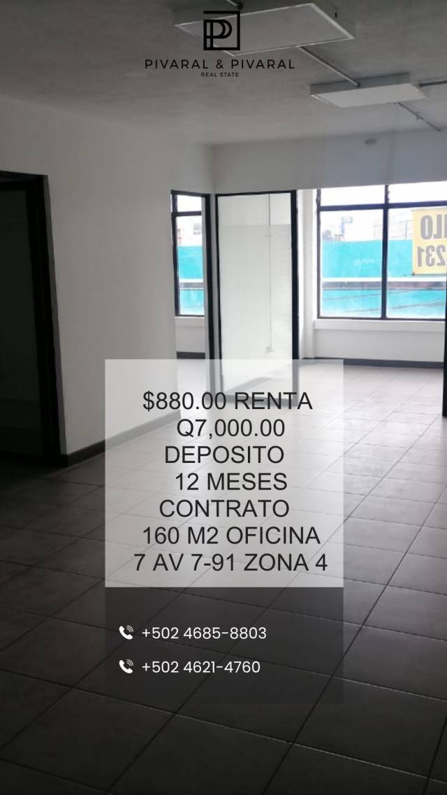 RENTO OFICINA EN ZONA 4